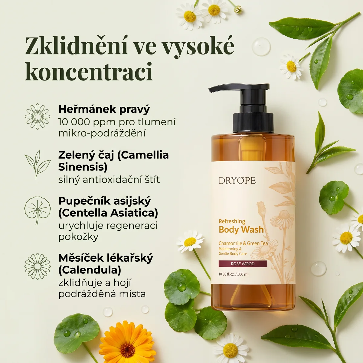 DRYOPE Rose Wood osvěžující body wash 500 ml