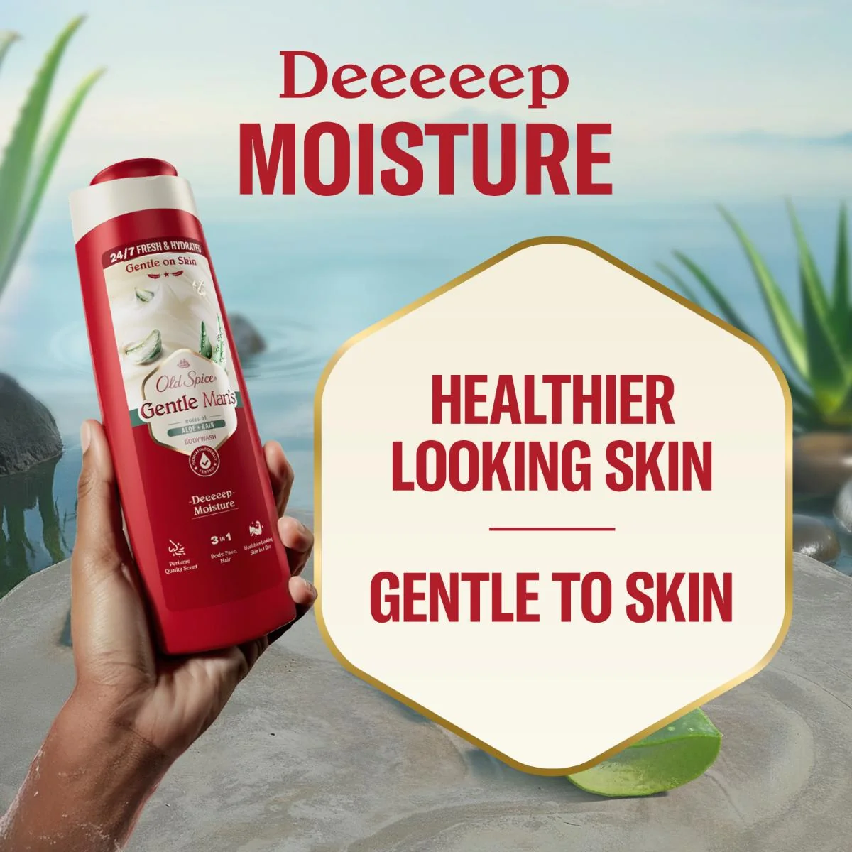 Old Spice Gentle Man's Aloe + Rain sprchový gel a šampon 3v1 400 ml
