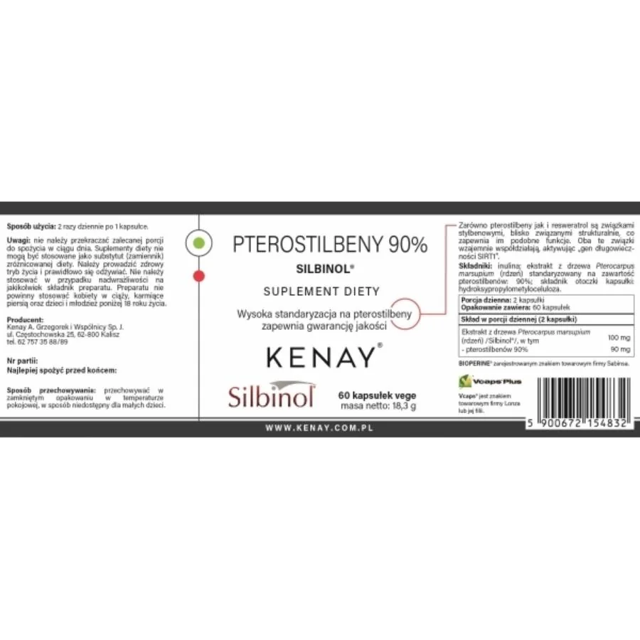 Kenay Pterostilbeny 90% silbinol 60 kapslí