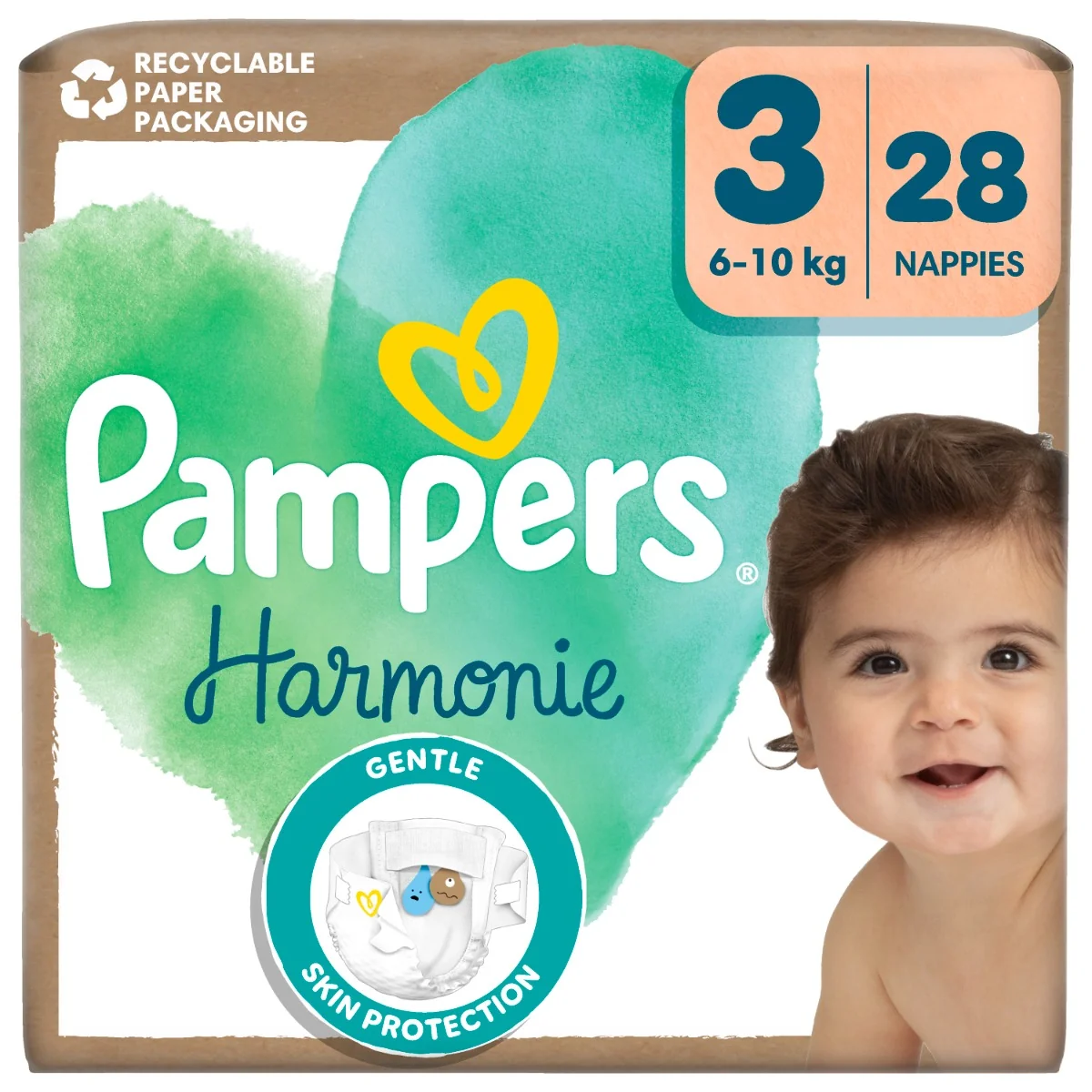 Pampers Harmonie vel. 3 6–⁠⁠⁠⁠⁠⁠10 kg dětské pleny 28 ks