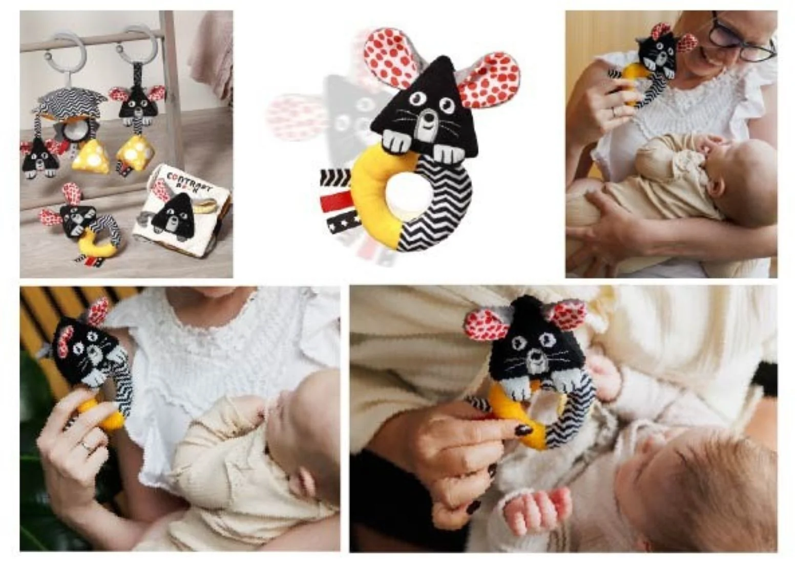 Babyono Kontrastní. smyslové chrastítko Mouse