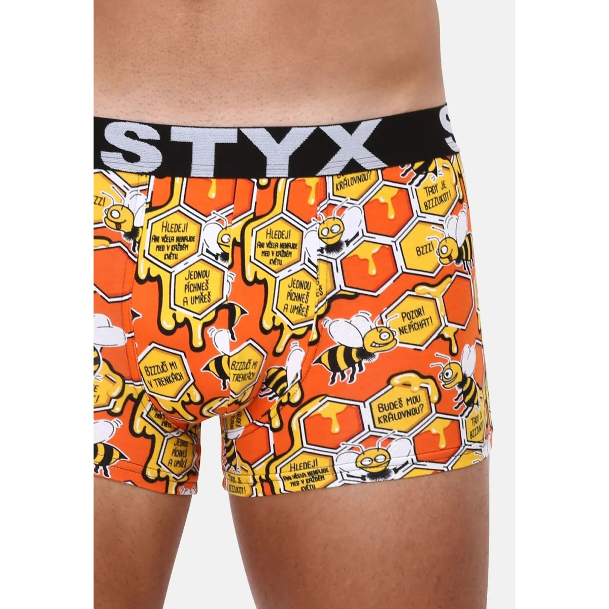 Styx Pánské boxerky art sportovní guma včelky (G1654) L