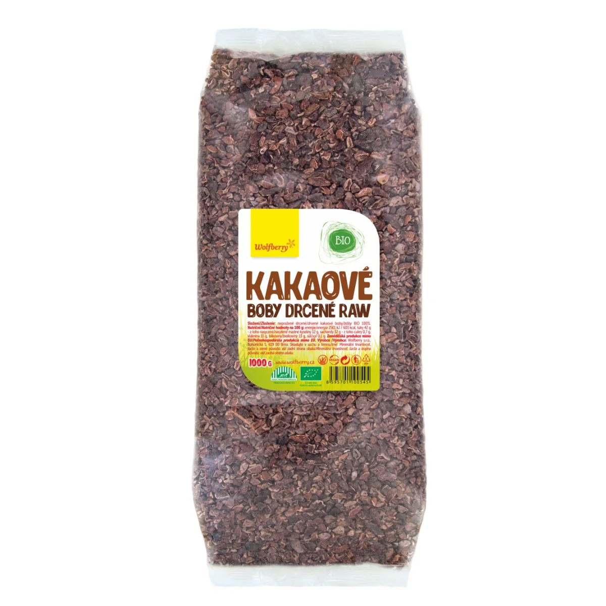 Wolfberry Kakaové boby drcené RAW BIO 1000 g