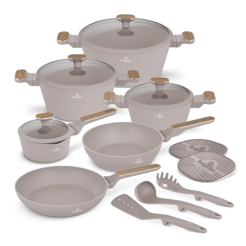Berlingerhaus Sada nádobí s titanovým povrchem 15 ks Taupe Nordic Collection