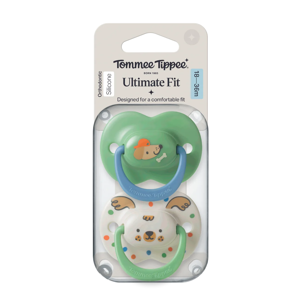 Tommee Tippee Silikonový dudlík Ultimate Fit Deco Boy 18-36m 2 ks více barevných variant