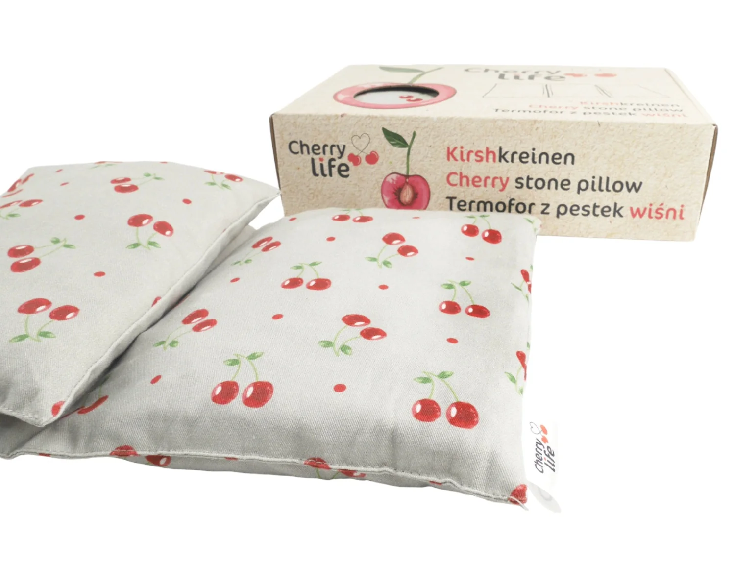 BocioLand Tříkomorový nahřívací pás s třešňovými pecičkami, termofor - Cherry life, šedý