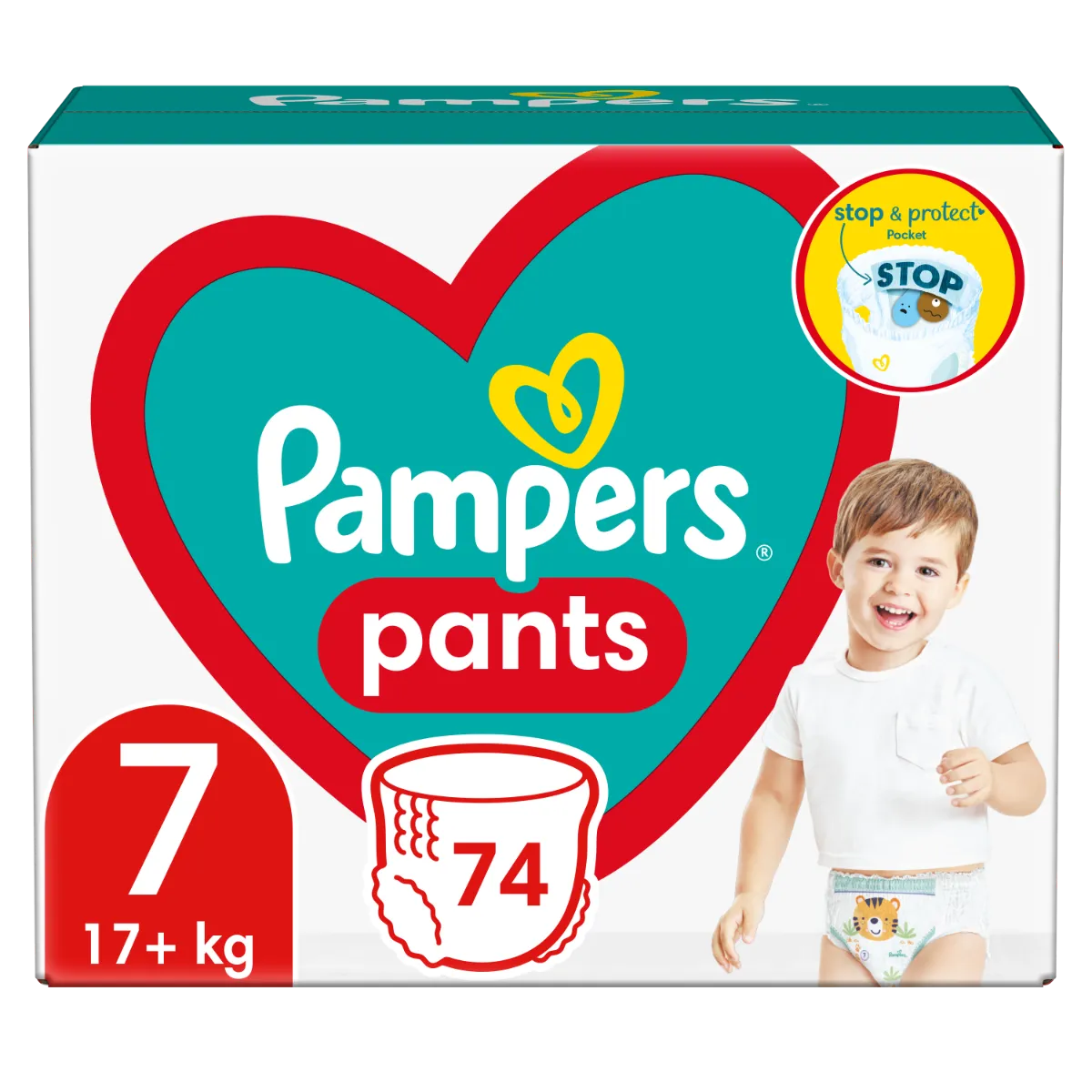 Pampers Pants vel. 7 Mega Pack 17+ kg plenkové kalhotky 74 ks