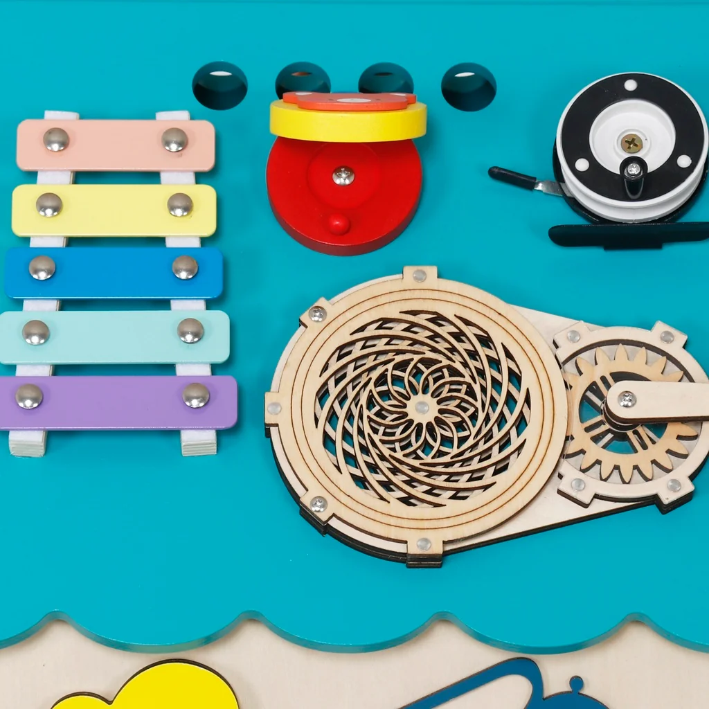 2Kids Toys Montessori Activity board Domeček tyrkysový