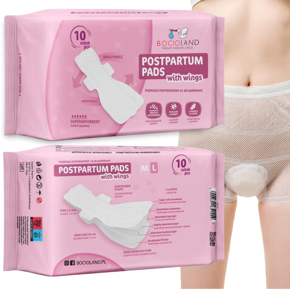 BocioLand Výhodná sada do porodnice M – vložky, síťované kalhotky a kojicí vložky 