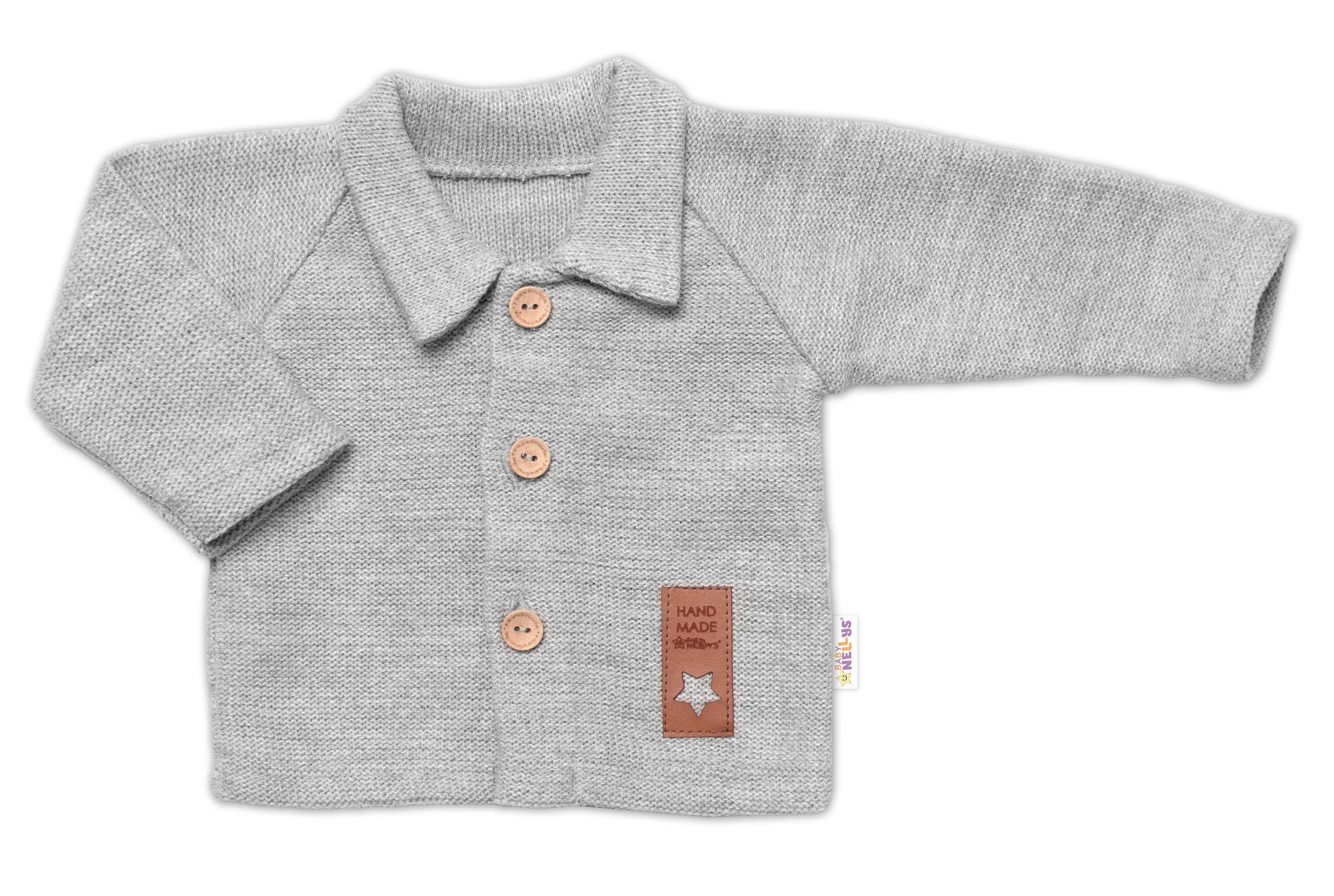 Baby Nellys Pletený svetřík s knoflíčky Boy,šedý,62 