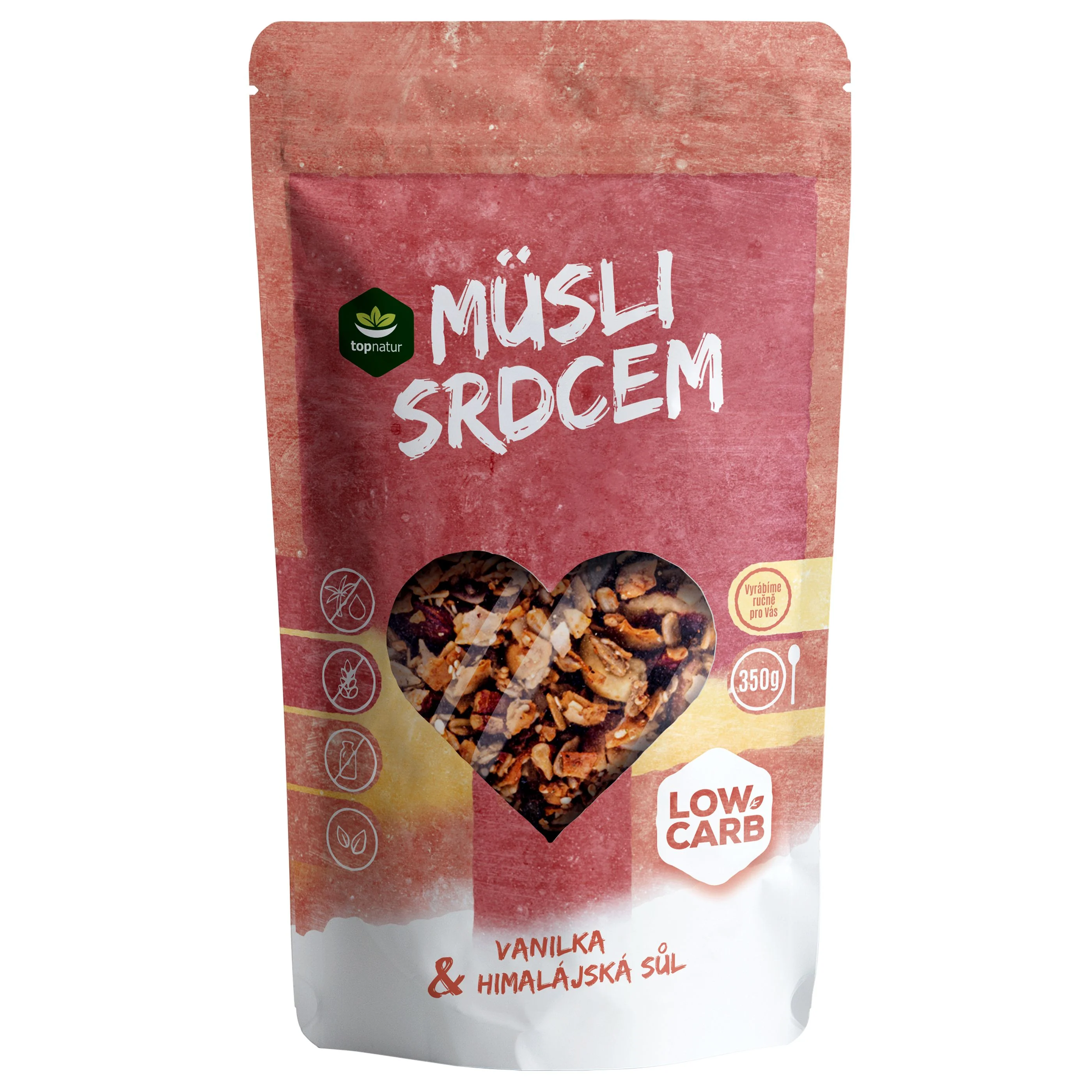 Topnatur Müsli srdcem Low Carb Vanilka & himalájská sůl 350 g