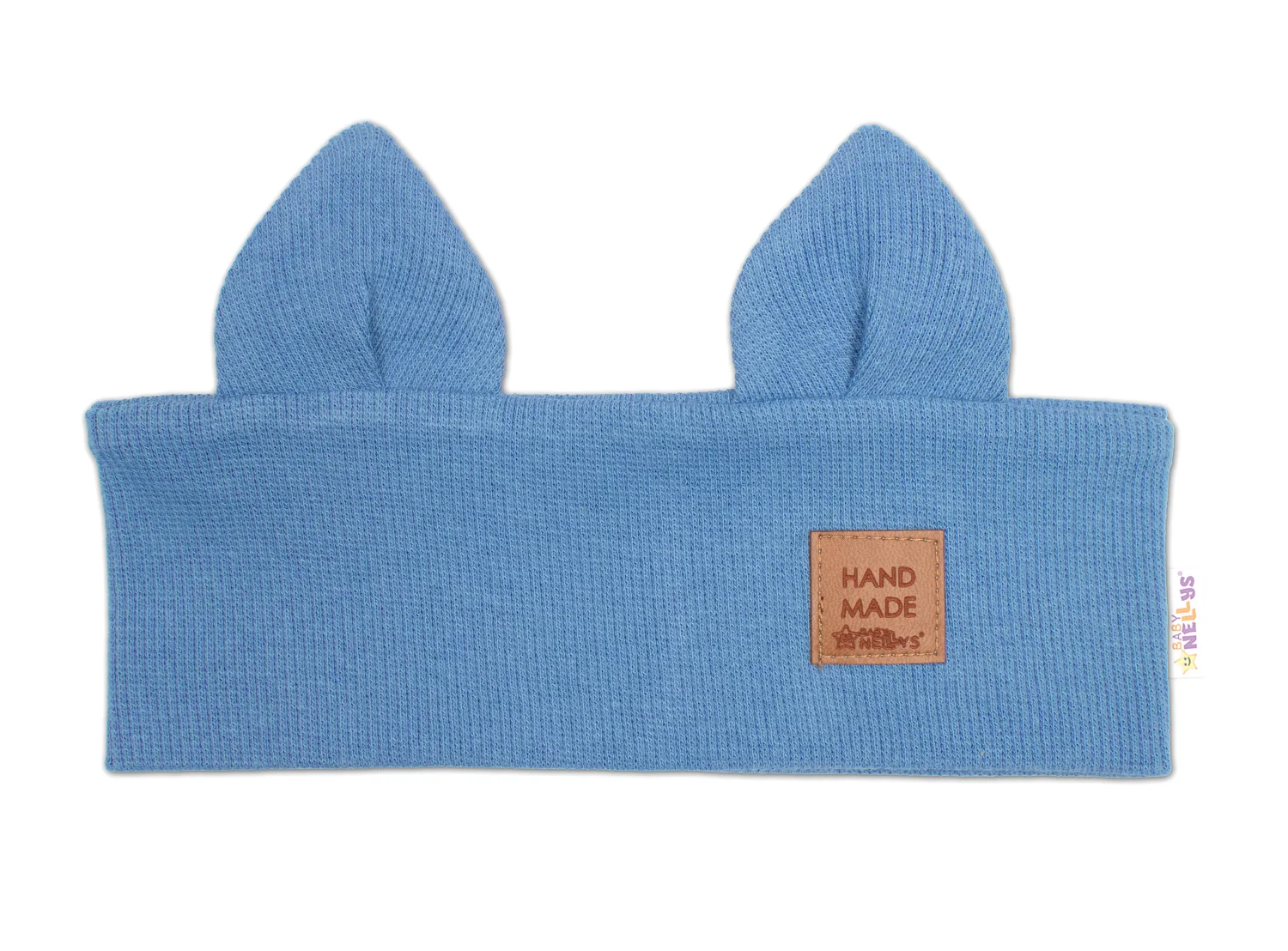 Baby Nellys Čelenka Cat s oušky pro děti Hand Made - jeans 6-12m