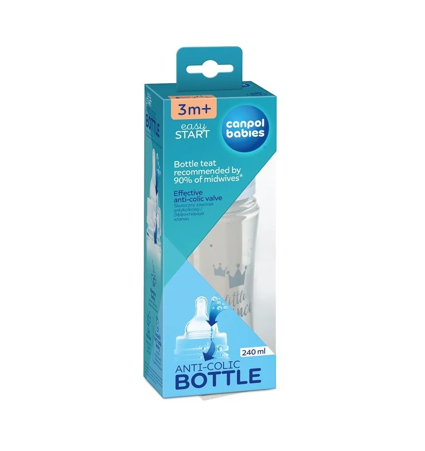 Canpol babies Lahev se širokým hrdlem 3m+ 240 ml modrá