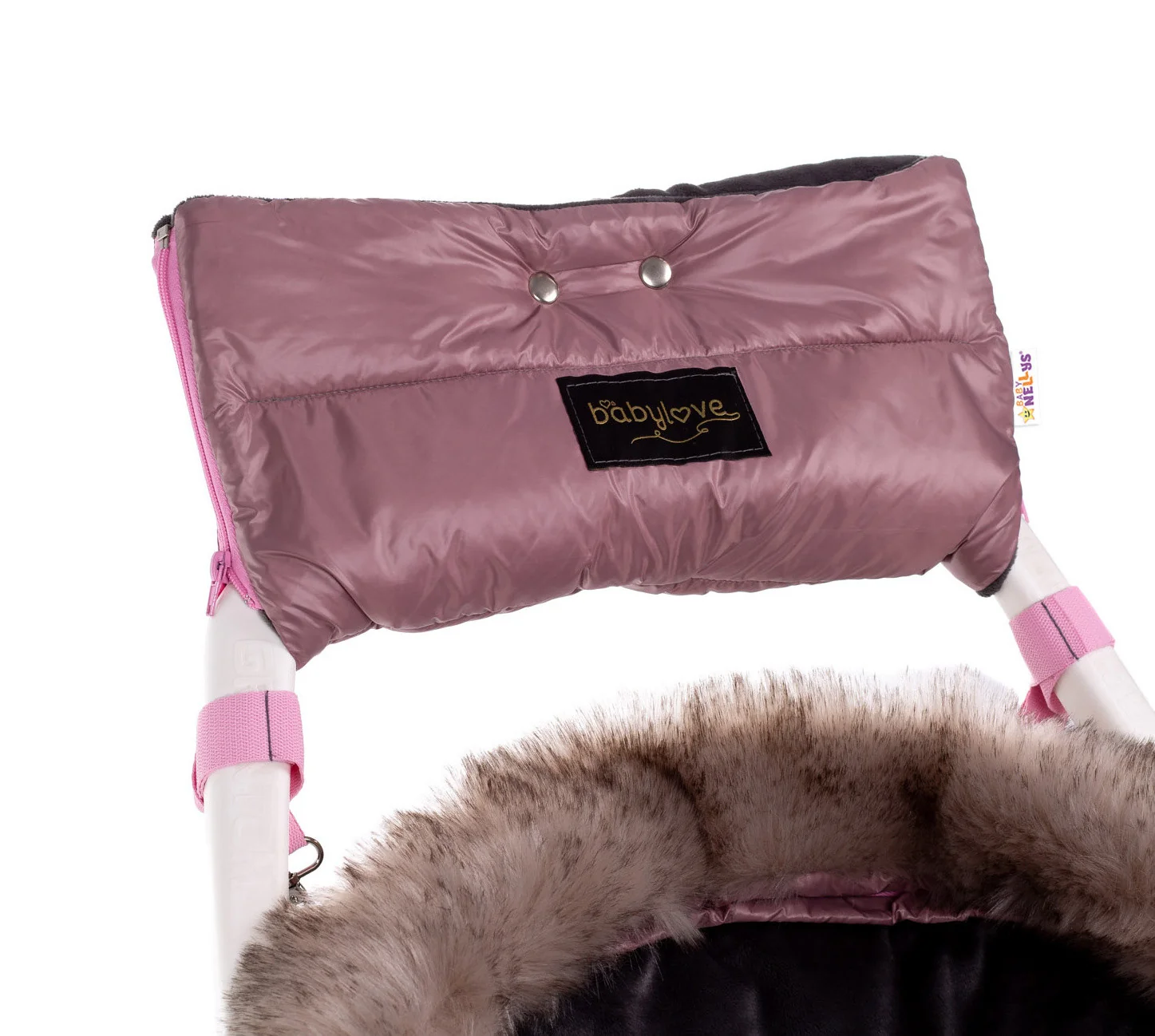 Baby Nellys Rukávník ke kočárku STYLE, pudrově růžová