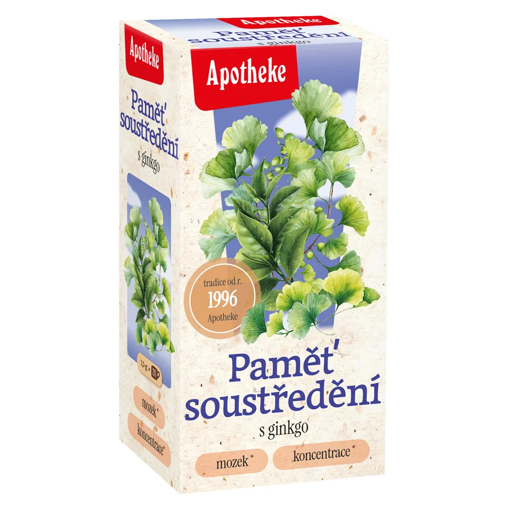 Apotheke Paměť a soustředění s ginkgo porcovaný čaj 20x1,5 g