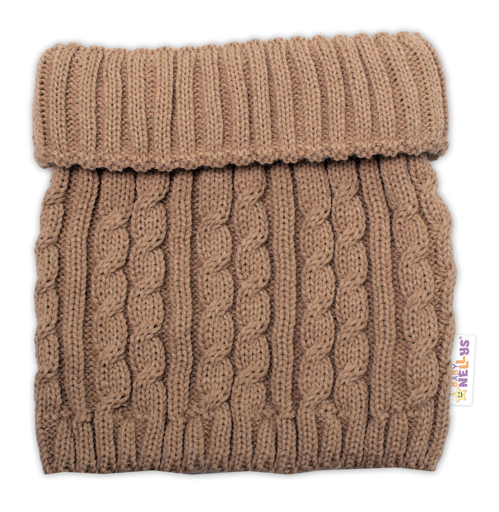 Baby Nellys 2D sada - Zimní čepice s bambulí, komín - béžová, vel. 48-52cm
