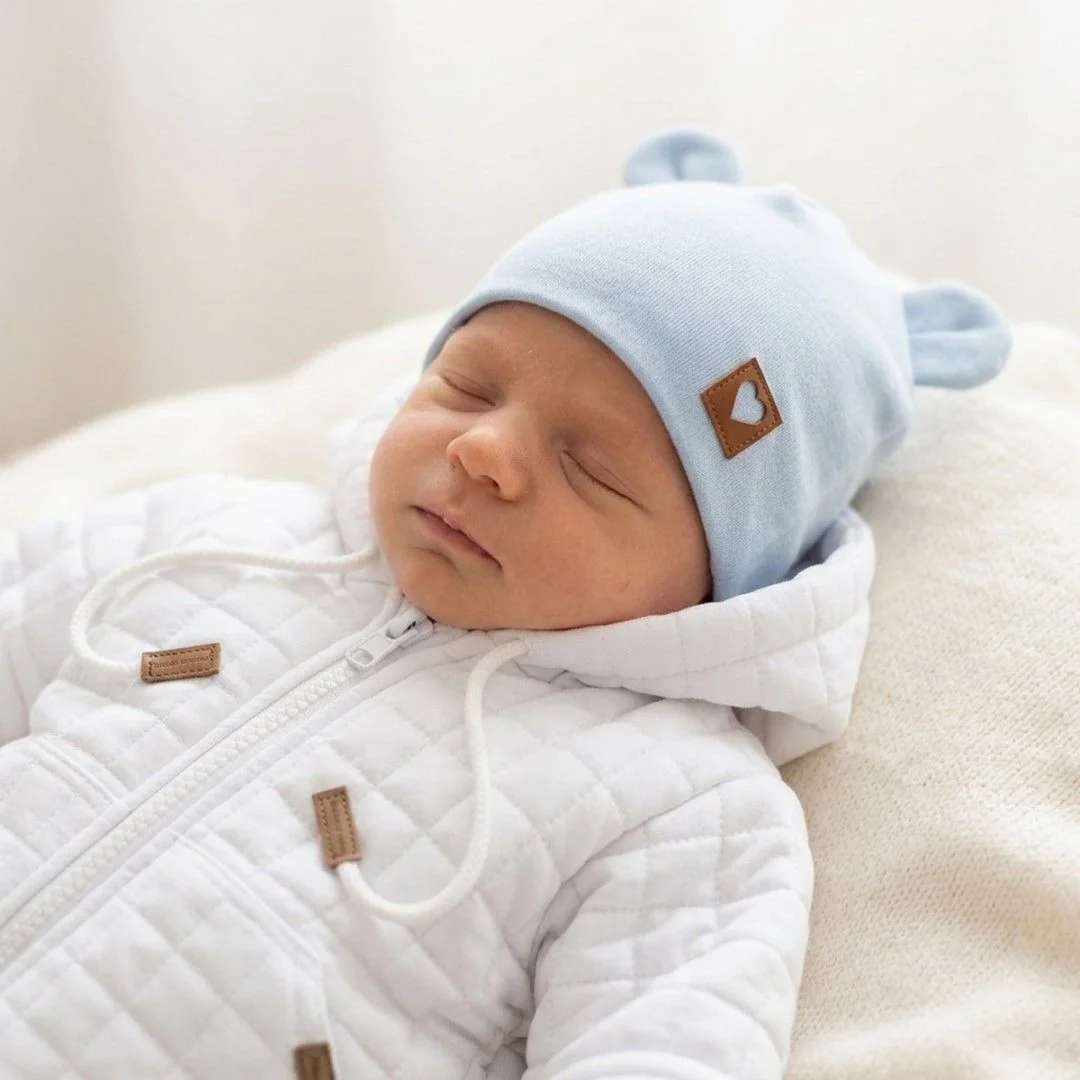 Z&Z Dvouvrstvá bavlněná čepička LOVE TEDDY, sv. modrá vel. 80/86