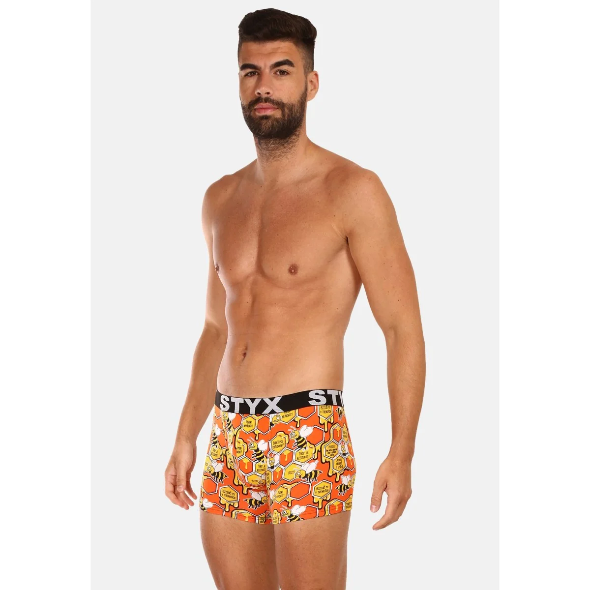 Styx Pánské boxerky long art sportovní guma včelky (U1654) L