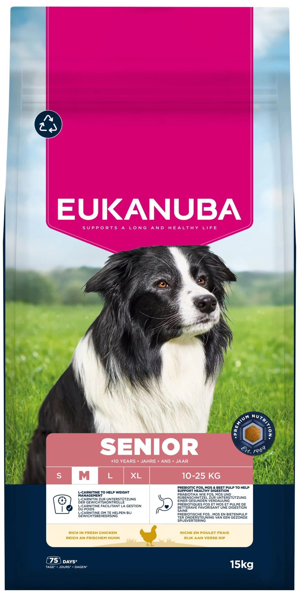 Eukanuba Krmivo Senior Medium rich in fresh chicken 15kg