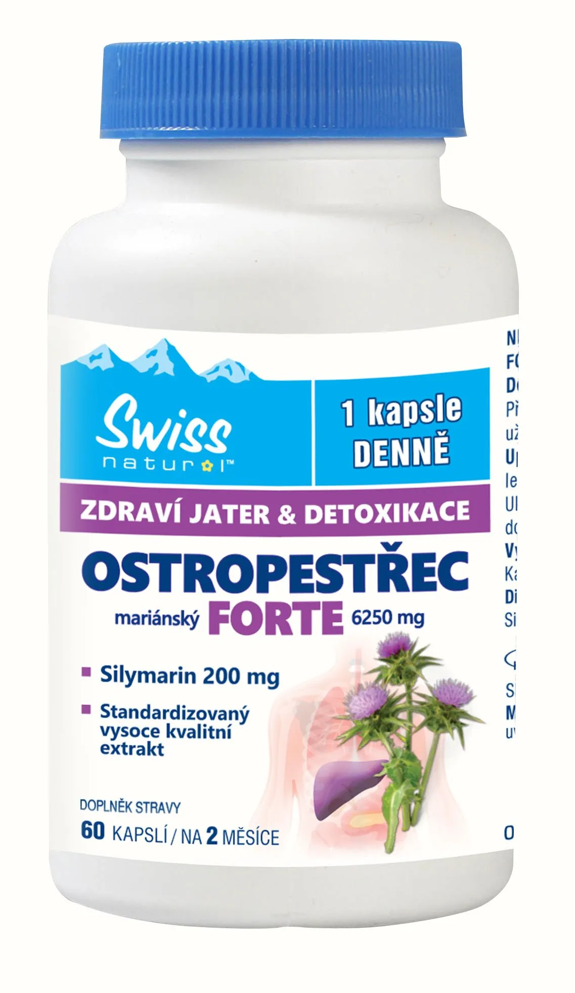 Swiss OSTROPESTŘEC Forte 60 kapslí