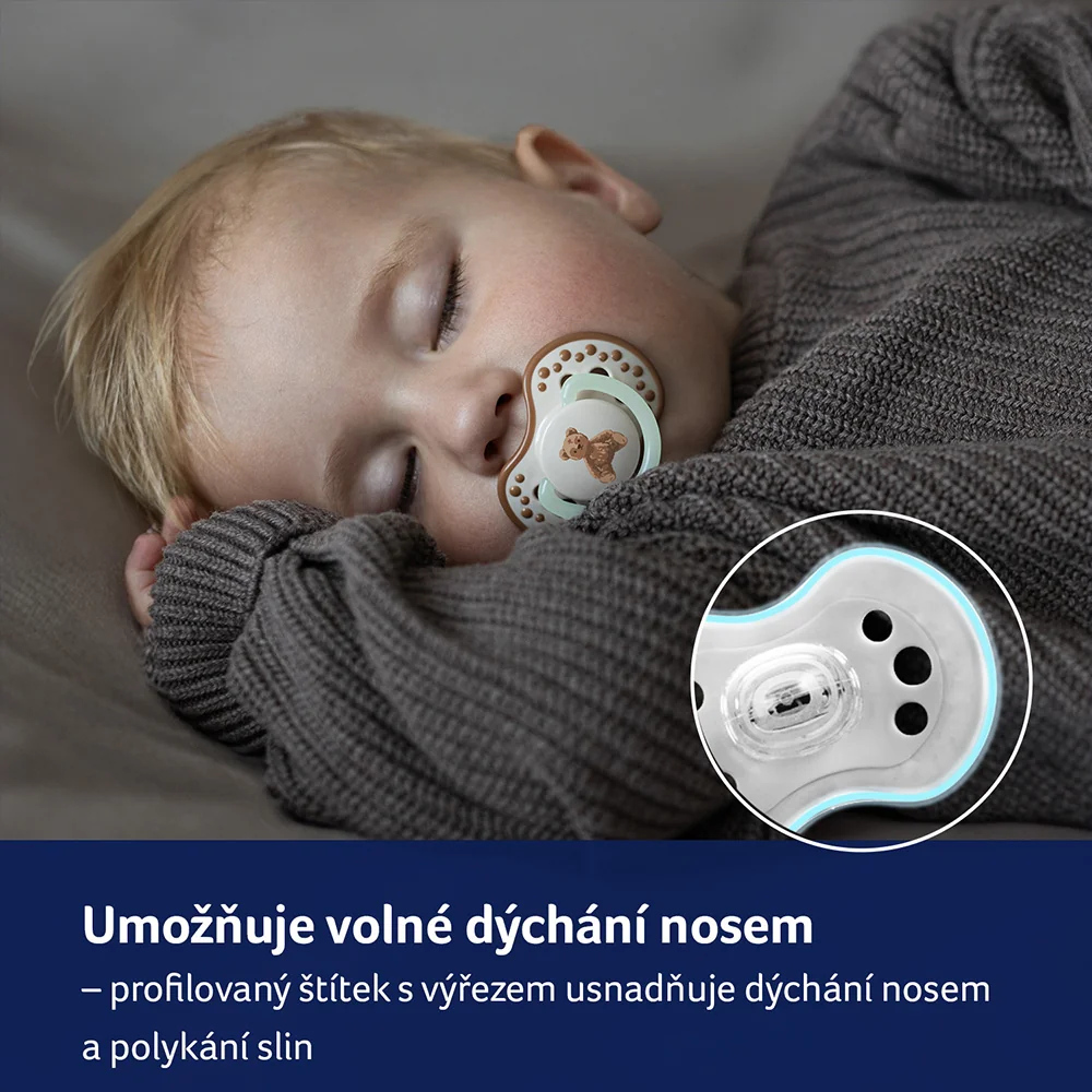 LOVI Teddy Love Dudlík svítící silikonový dynamický 0–⁠⁠⁠⁠⁠⁠6m 2 ks