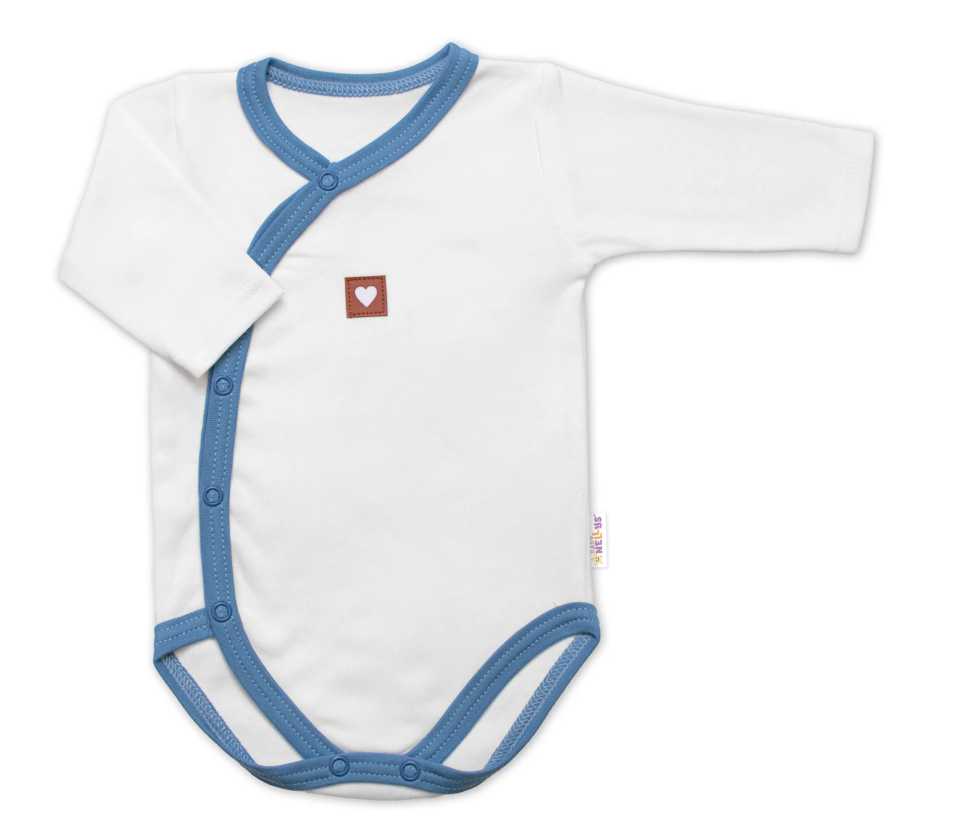 Baby Nellys Rostoucí výhodná sada, 3x Body zap. bokem Nature - modrá/béžová/taupe