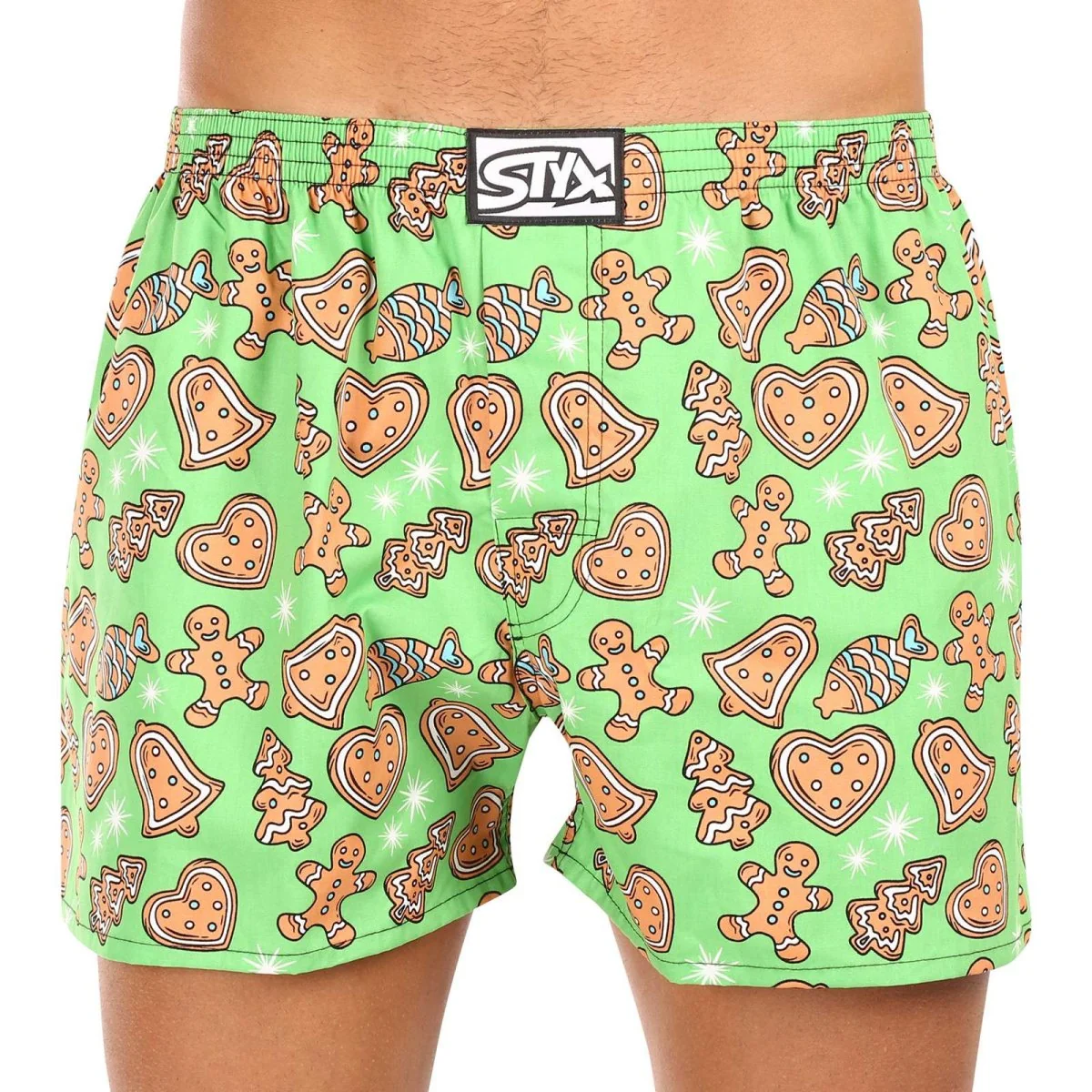 Styx Pánské trenky art klasická guma nadrozměr Vánoce perníčky (E1753) 5XL