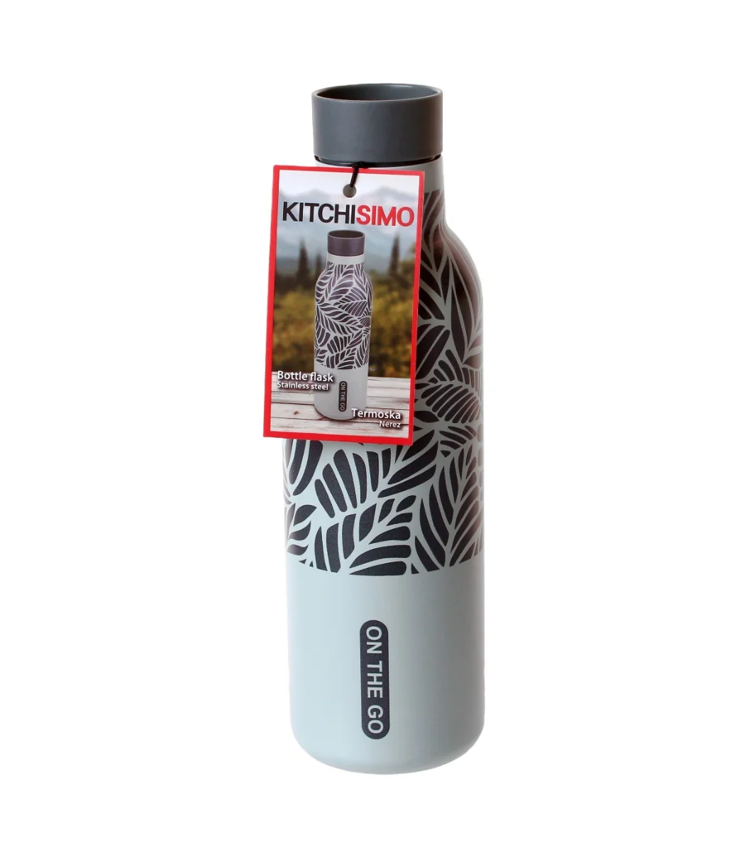 Kitchisimo Termoska 480 ml 1 ks šedá s lístky