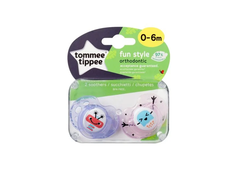 Tommee Tippee Šidítko C2N silikon Fun 0-6m 2 ks