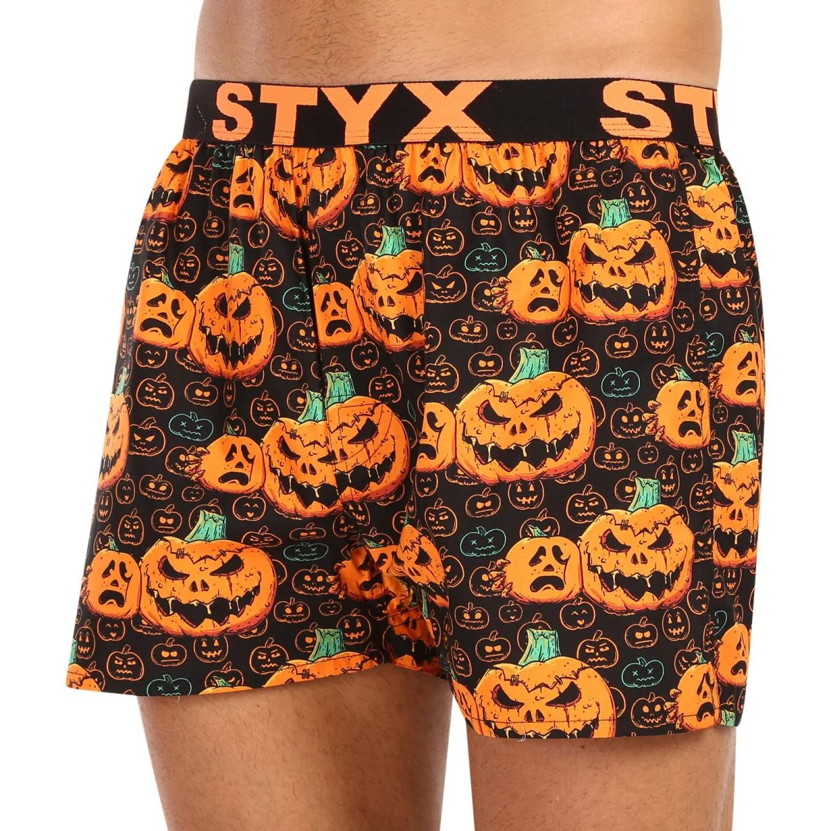 Styx Pánské trenky art sportovní guma Halloween dýně (B1755) L