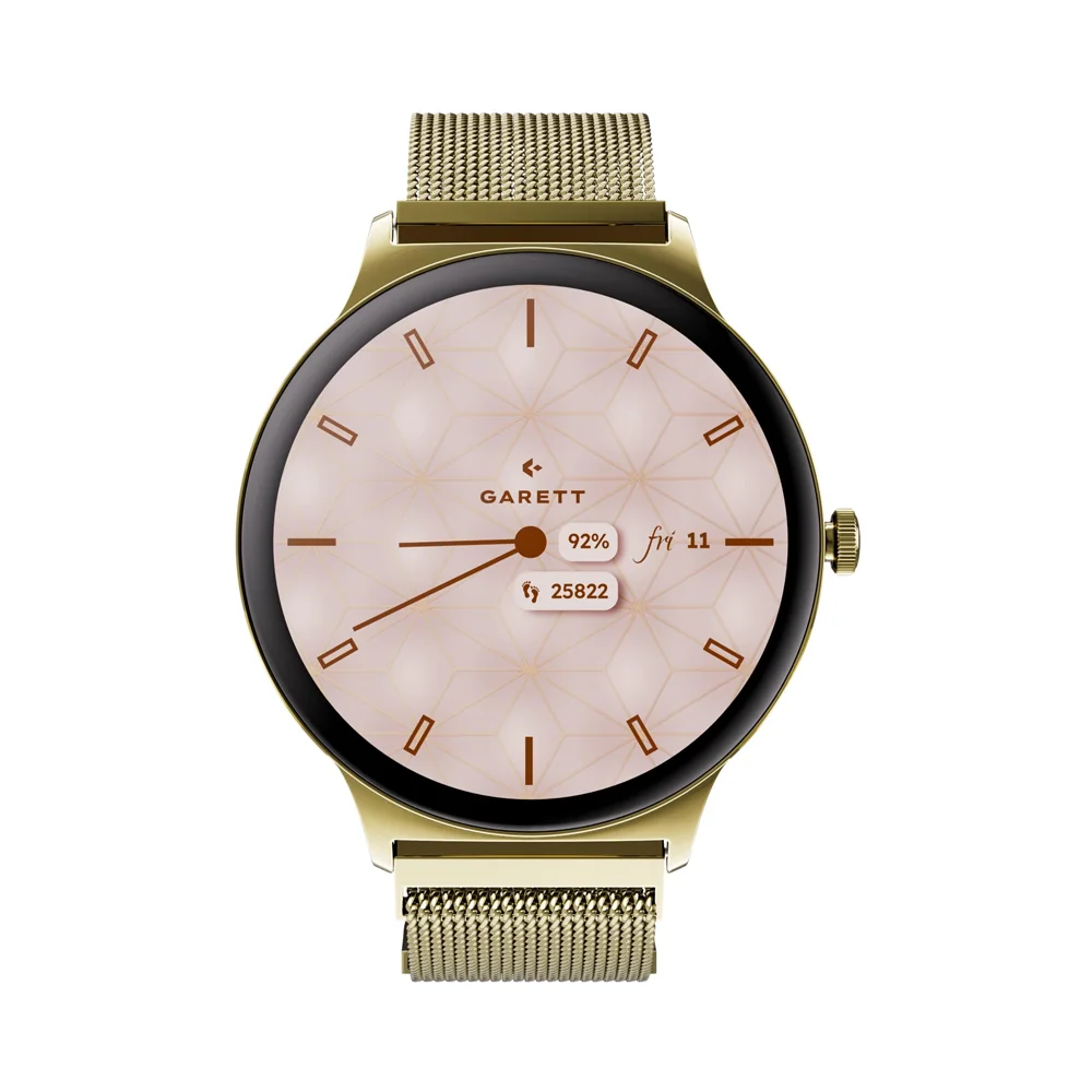 Garett Verona 2 chytré hodinky Gold Mesh Steel