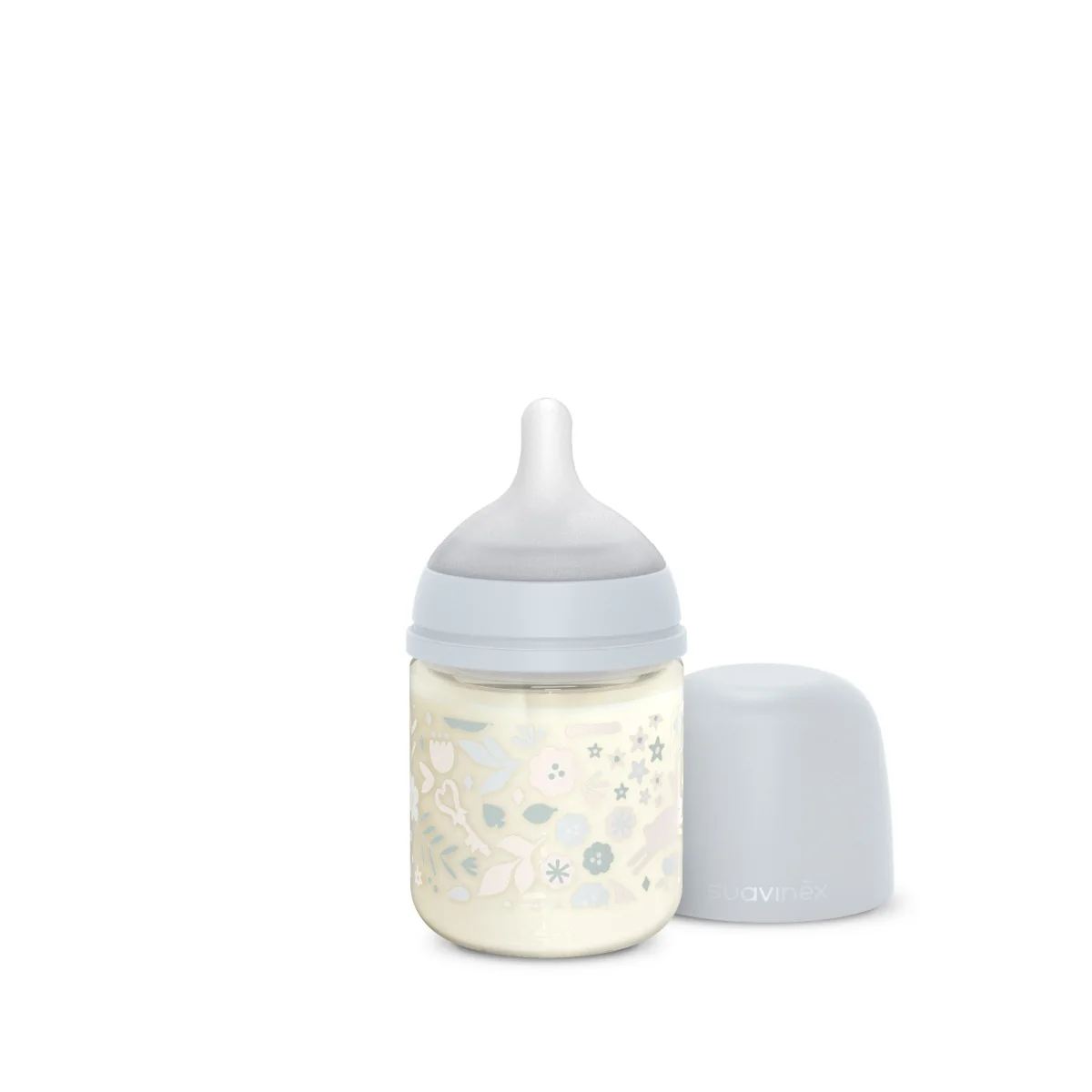 Suavinex Wonderland Skleněná láhev fyziologická SX PRO průtok S 0m+ 120 ml 1 ks liberty modrá