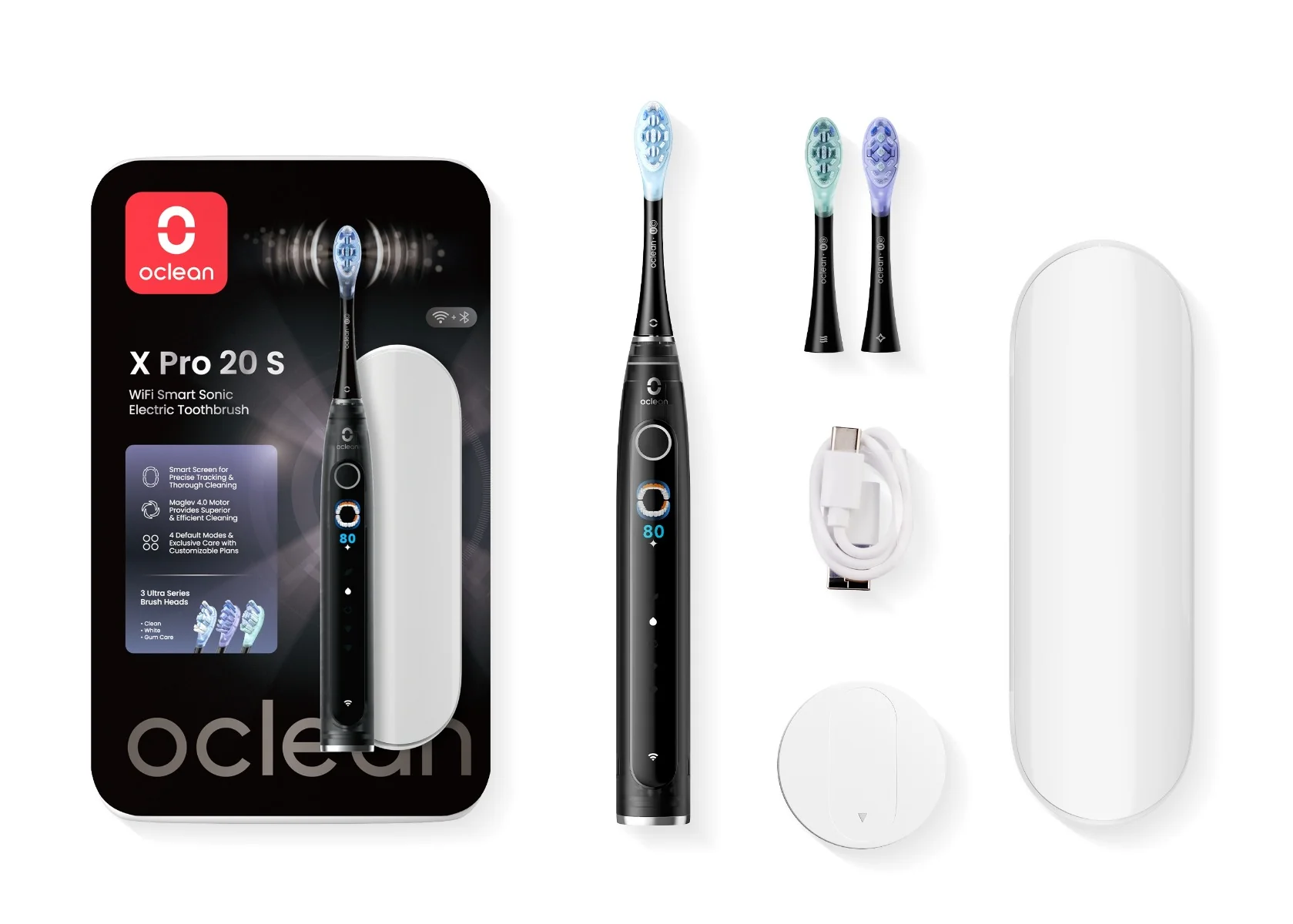 Oclean X Pro 20 S DUO set sonických kartáčků 2 ks černá + bílá