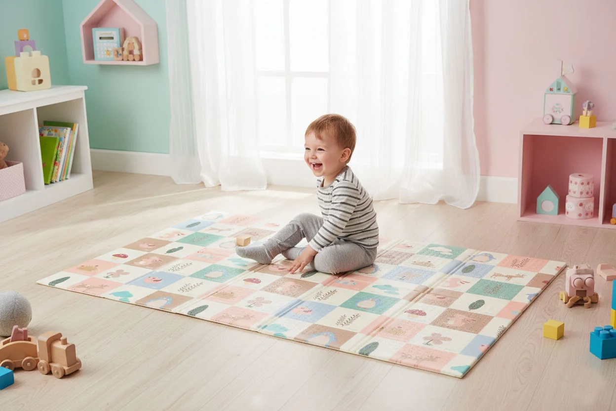 Toyz Oboustranná dětská pěnová podložka Happy Teddy, 200 x150cm
