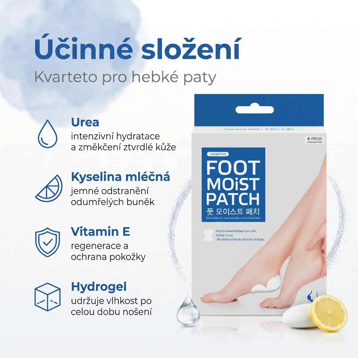 Wooshin Labottach Hydrogelové exfoliační náplasti na paty 2 páry