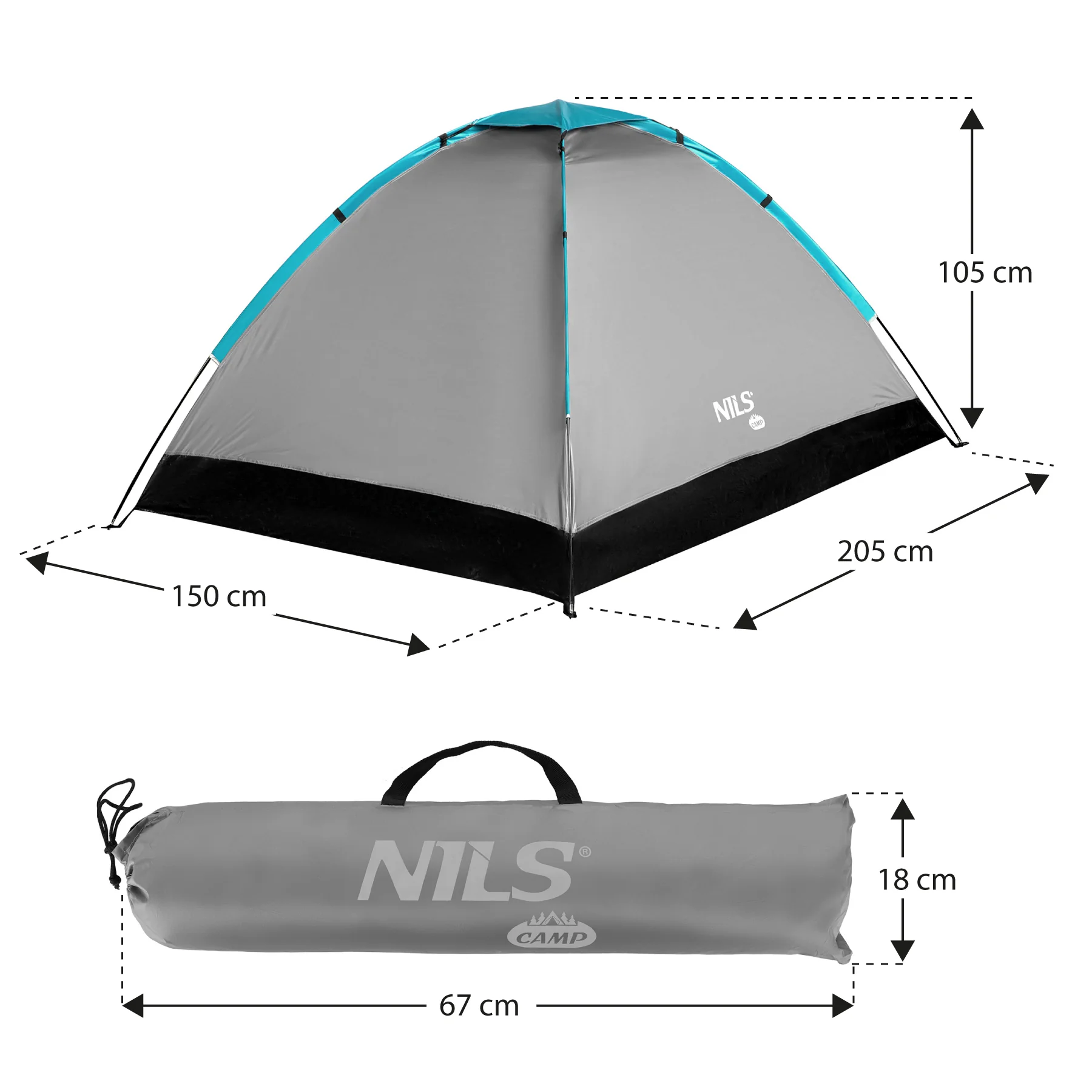 Nils Turistický stan NC3021 šedý