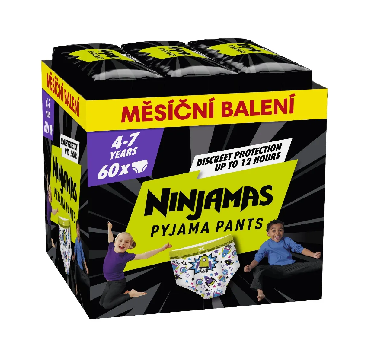 Ninjamas Pyjama Pants kosmické lodě 4–7 let pyžamové kalhotky 60 ks