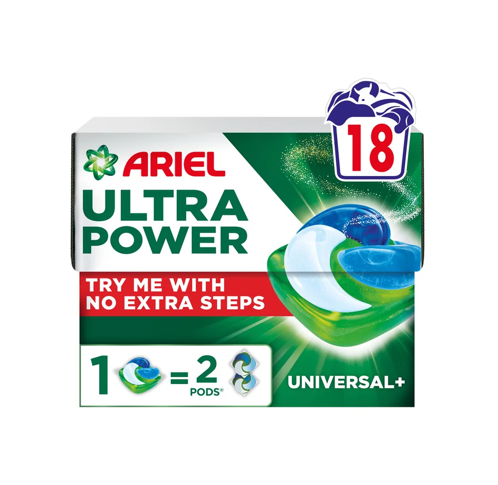 Ariel Ultra Power Pods Universal+ kapsle na praní 18 ks