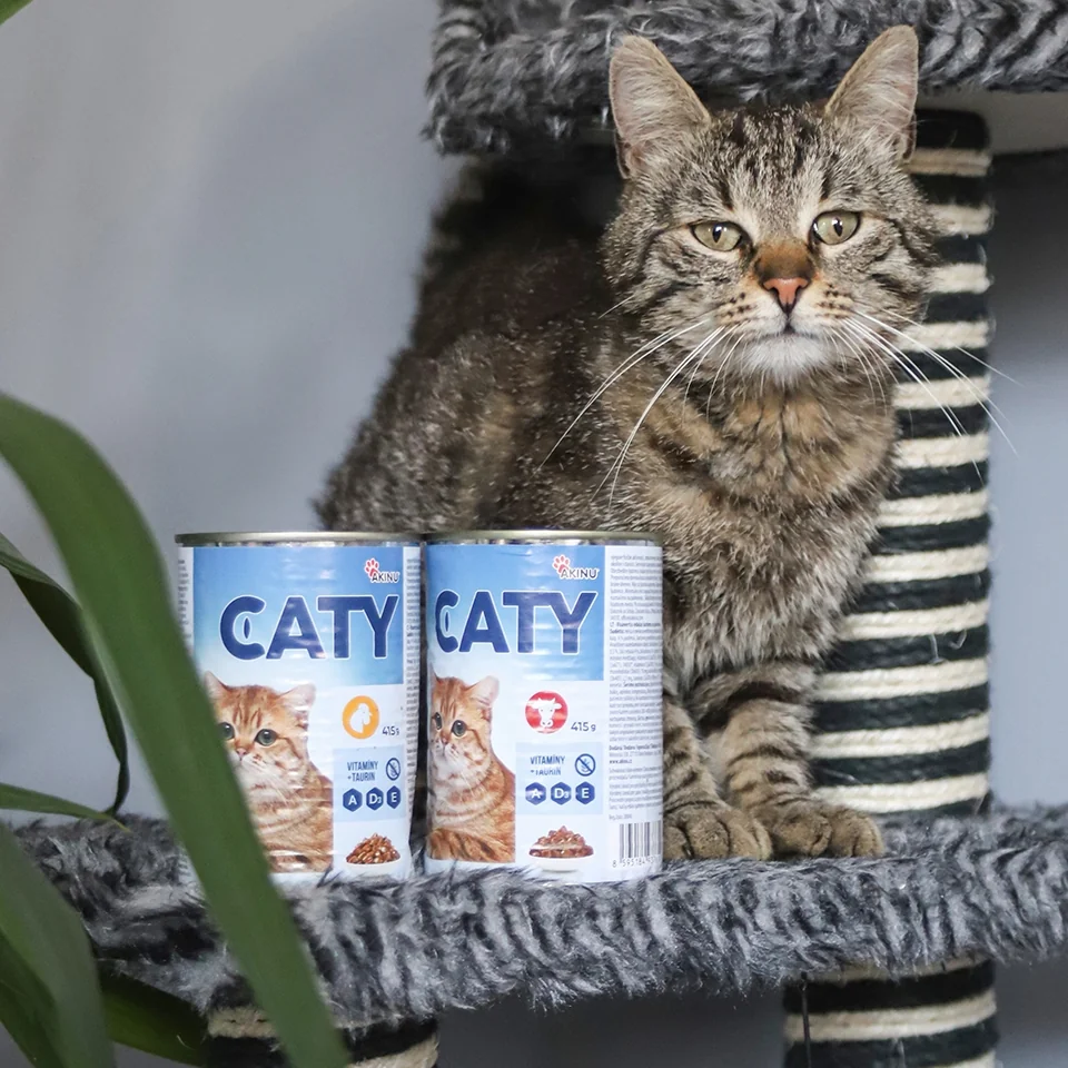 Akinu CATY Drůbeží kousky v omáčce konzerva pro kočky 14 x 415 g