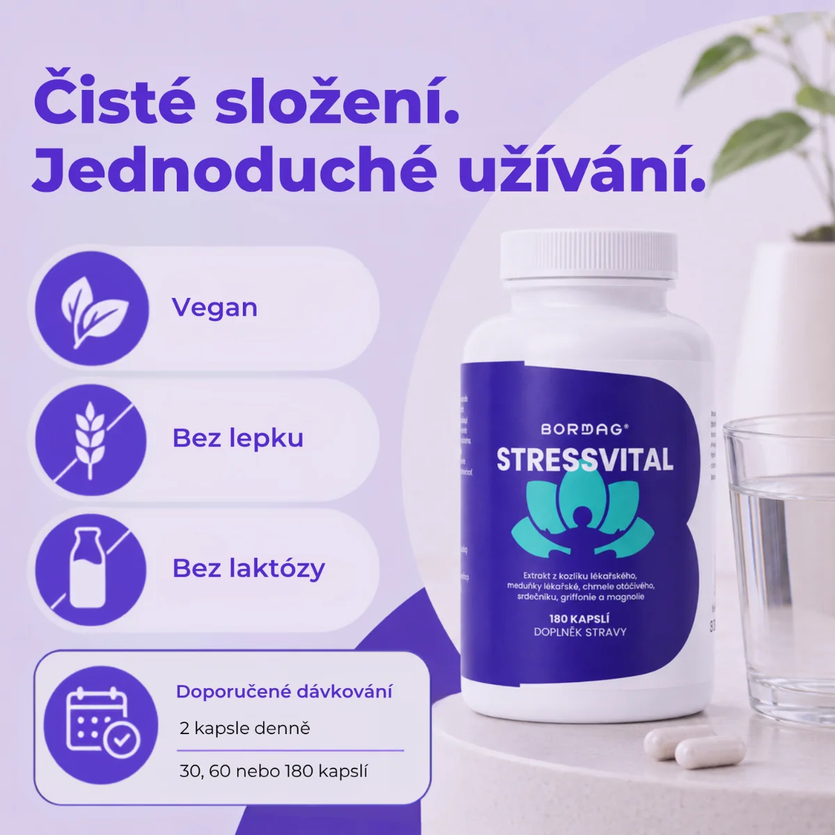BORMAG StressVital komplex s magnolií, meduňkou a kozlíkem 180 kapslí