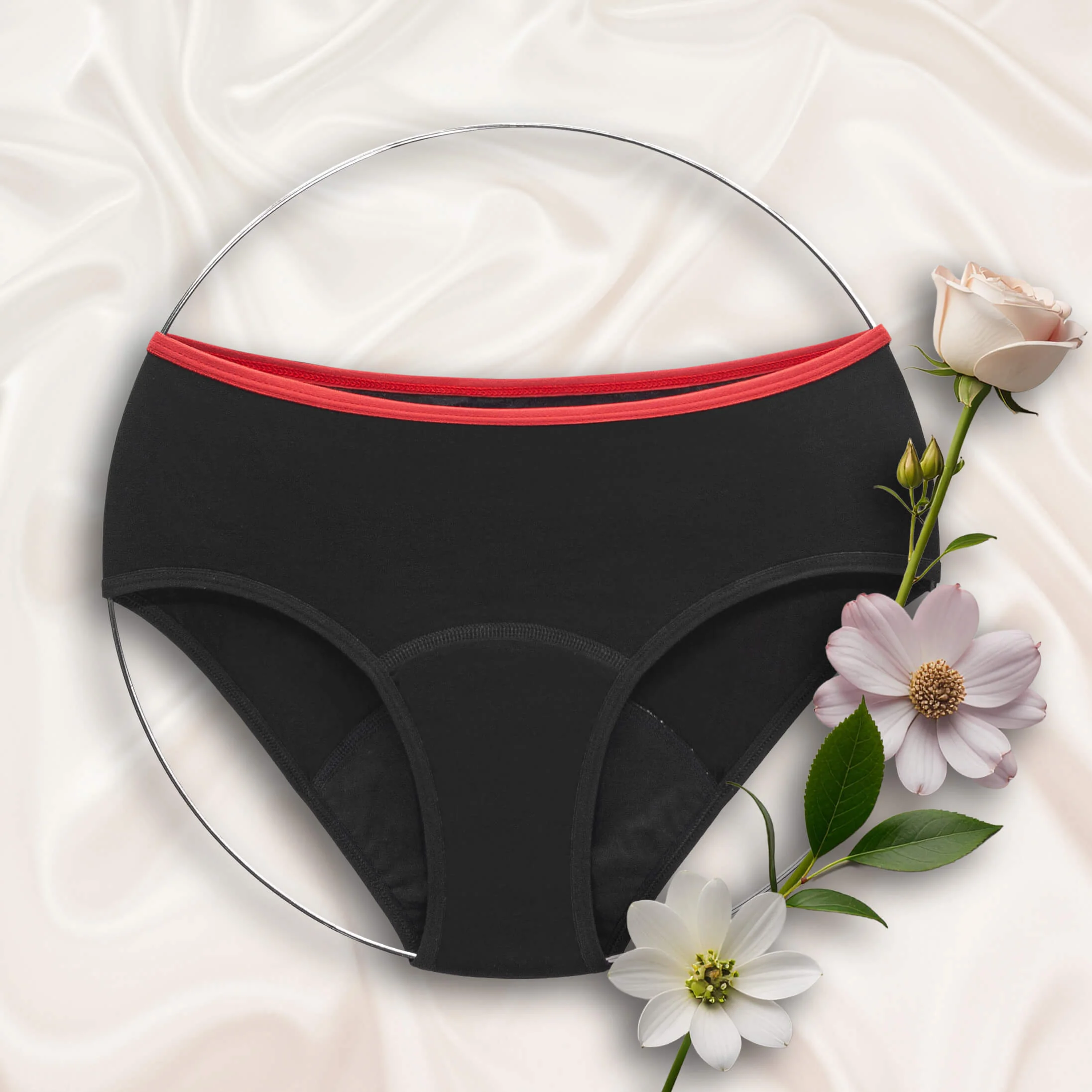 Repetky Menstruační kalhotky s merinem, vysoké, pro střední menstruaci S