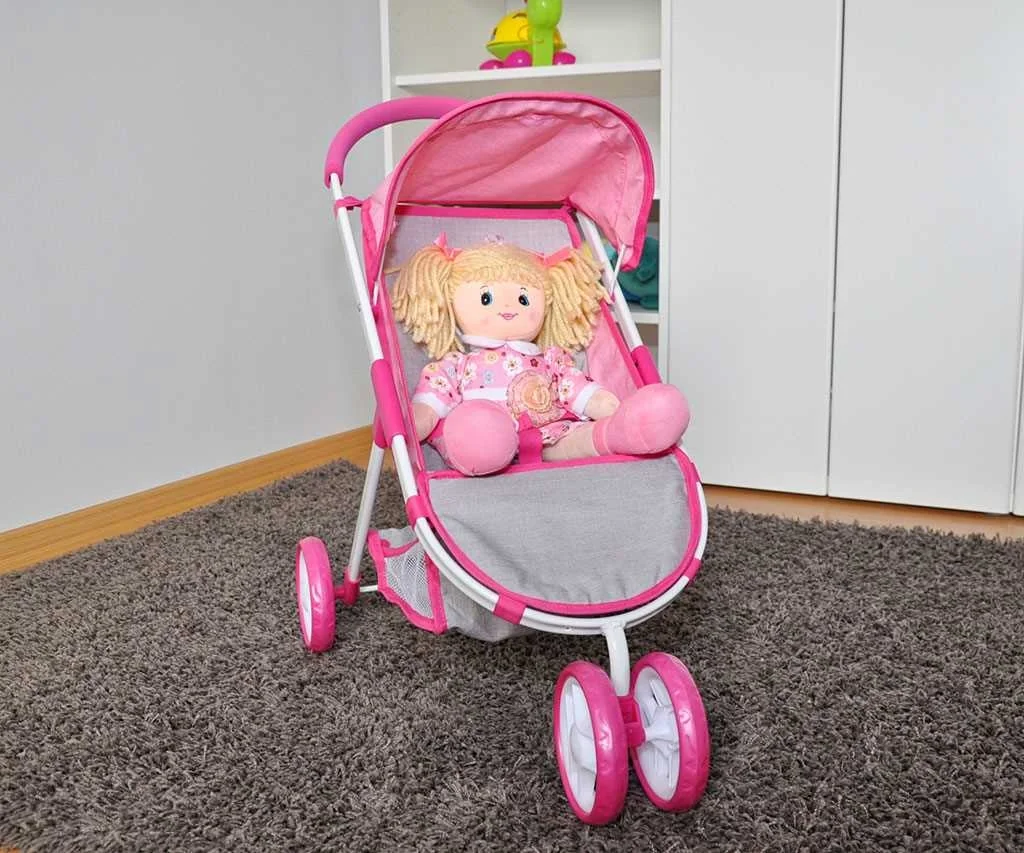 Milly Mally Sportovní kočárek pro panenky Susie – šedý, růžový