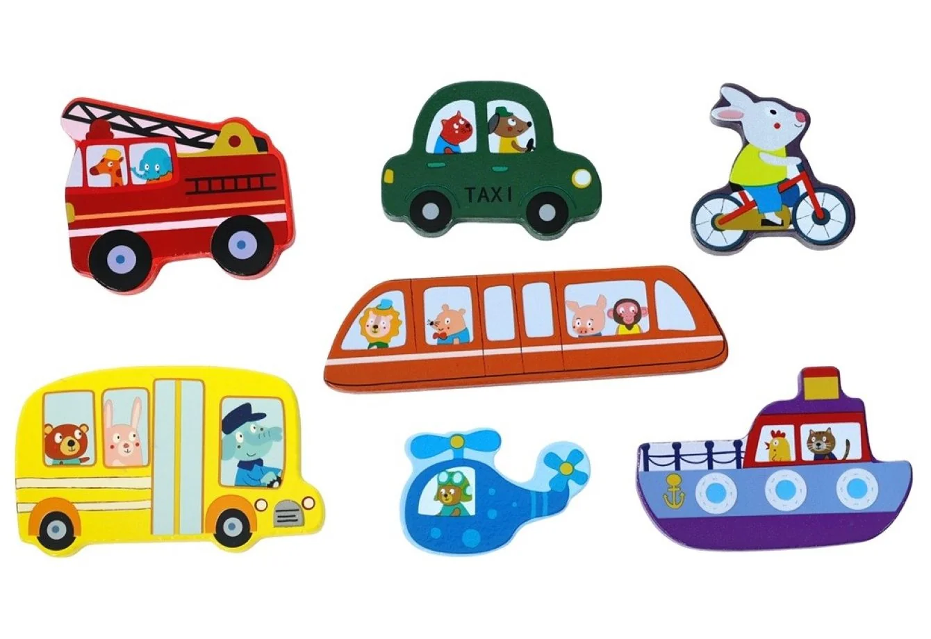 2Kids Toys Dřevěné puzzle Dopravní prostředky propojitelné