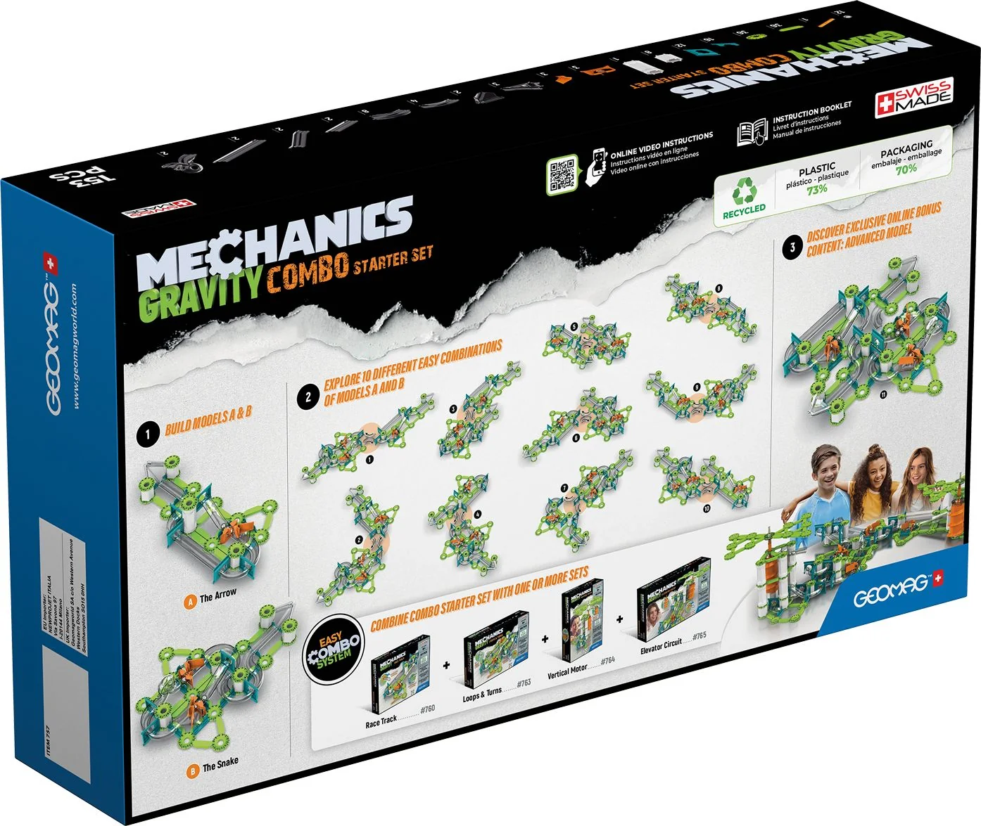 Geomag Mechanics Starter magnetická stavebnice 153 dílků