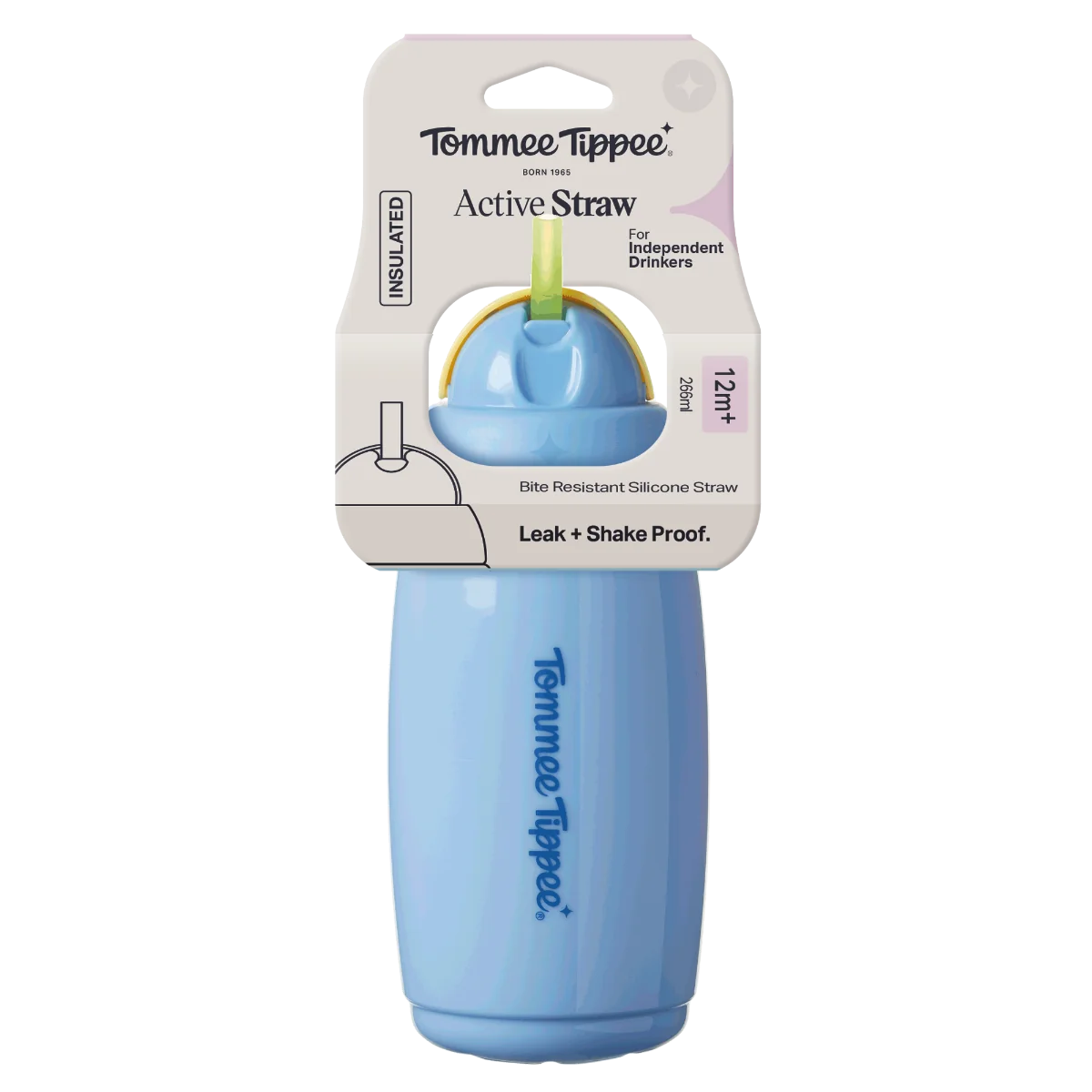 Tommee Tippee Hrneček s brčkem Active 12m+ 266 ml modrý