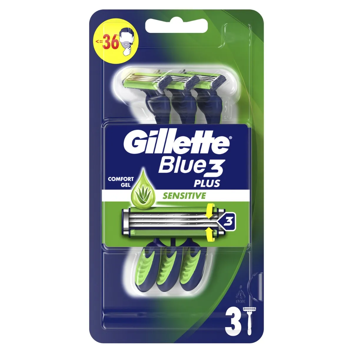 Gillette Blue3 Sensitive pánská jednorázová holítka 3 ks