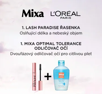 *SLEVA 10 % na společný nákup produktů Loréal paris Paradise Extatic prodlužující řasenka 6,4 ml a Mixa Dvoufázový odličovač očí 125 ml