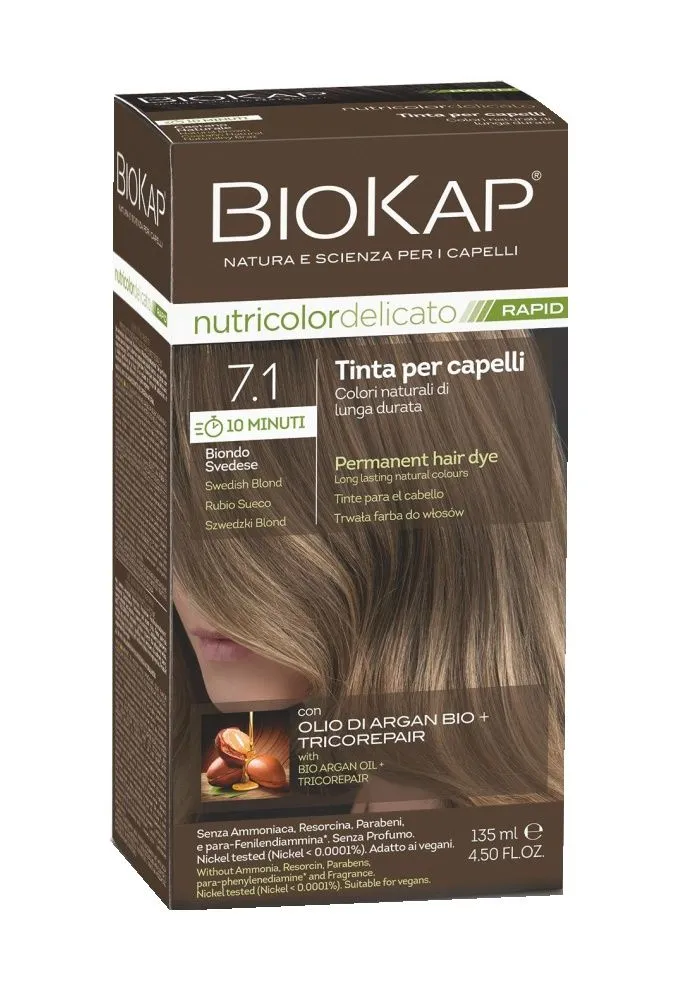 BIOKAP Nutricolor Delicato Rapid 7.1 Střední blond studená barva na vlasy 135 ml