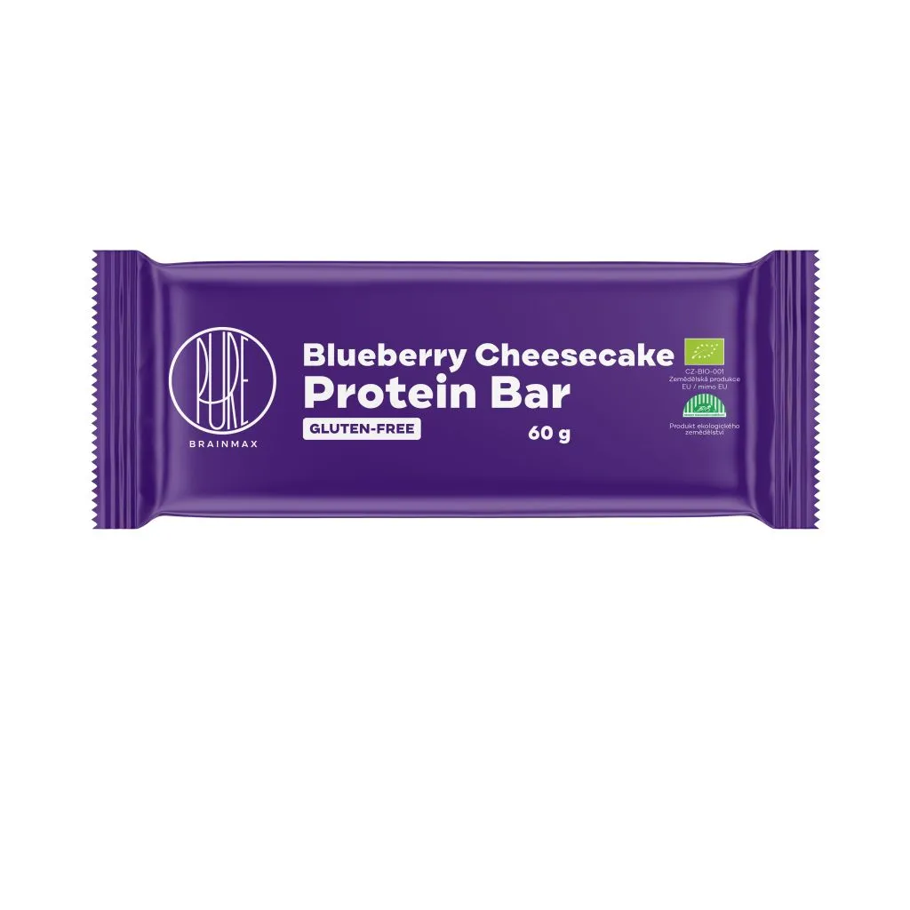 BrainMax Pure Proteinová tyčinka Borůvkový cheesecake BIO 60 g