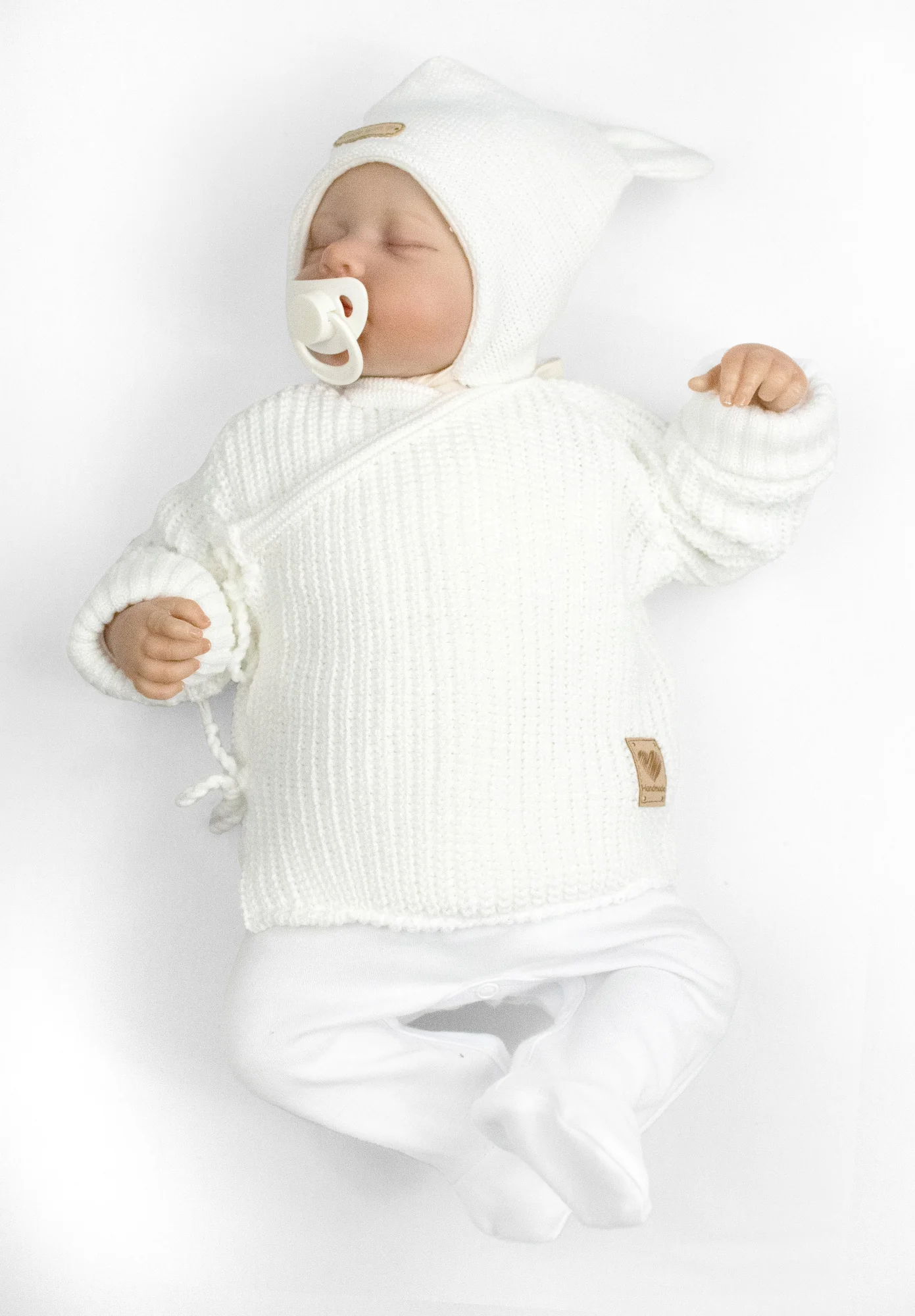 Baby Nellys Kojenecký svetřík, rostoucí, na zavazování na boku - bílá